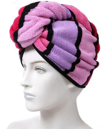 Anller 2 Pack 100% Cotton Hair Towel Wrap for Women - Red & Blue | Hair Drying Towel with Button | Dry Hair Hat Shower Head Towel - Buy Online on SooperMarket.com