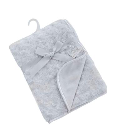 Soft Touch Baby Boys Girls Rosebud Fleece Blanket Wrap Shawl Satin Trim & Fleece Back FBP66 (Grey)