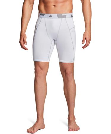 Tsla ladies high waist yoga pants with pockets belly control yoga leggings non-lake-throgh 4 way stretch workout tights Mus27 1pack-white m