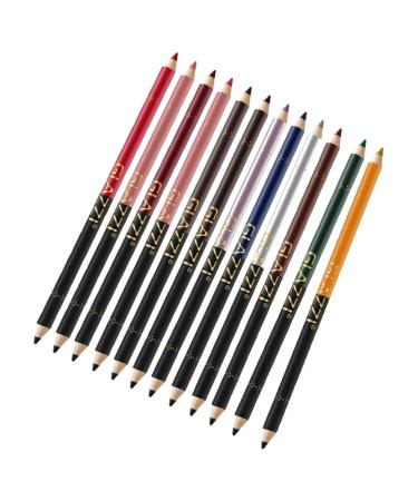 Gogogmee 12pcs Lip Liner Eyeliner Waterproof Suit Long Lasting Eyeliner Eye Makeup Pen Eyebrow Liner Wood