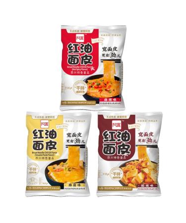 Baijia A-Kuan Sichuan Broad Noodle 3 Flavours Spicy Dry Noodles HALAL Bundle (Spicy Hot & Sour & Sesame) - Pack of 3