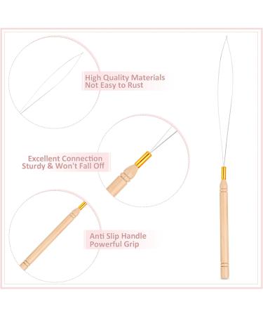 Vlasy Nano Beads 3.0mm 200PCS with Hair Extension Loop Needle Threaders Set - Brown | Silicone Lined Nano Rings for Hair Extensions - Buy Online on SooperMarket.com