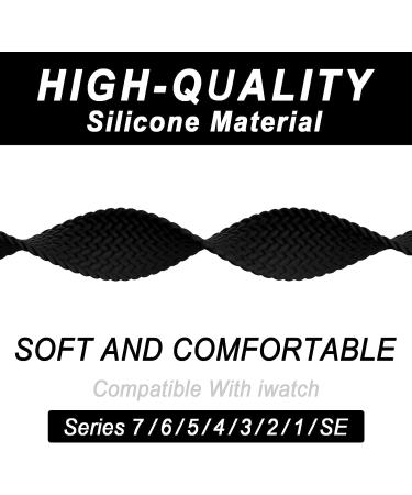 Ultra Black Silicone Solo Loop Band for Apple Watch 38/40/41MM - Elastic Sport Strap for iWatch Series 1-8, SE - 5.6-5.8 Size - Stretchy and Compatible - Buy Online on SooperMarket.com