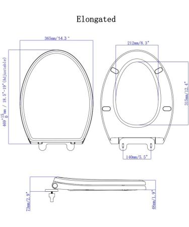 Hibbent Premium One Click Elongated Toilet Seat with Cover - Easy Installation, Quick-Release, Soft Closed - Stable Hinge Design - 18.5'' White Color - Buy Online on SooperMarket.com