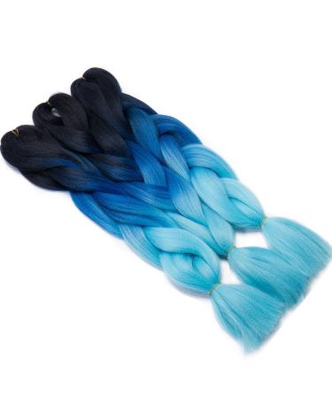 Tess Braids Extensions Blue 60 cm | 5 Pack Jumbo Kanekalon Hair Braids for Box Braids - 100g #48 Blue Ombre - Buy Online on SooperMarket.com