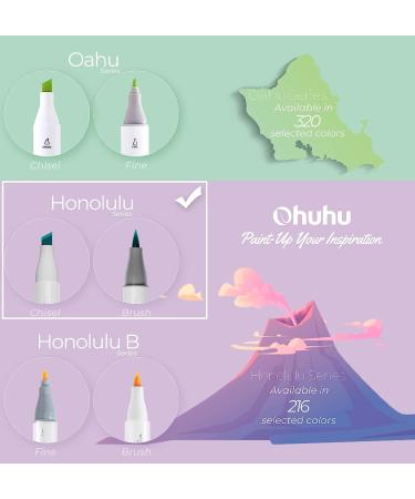 Ohuhu Skin Tone Alcohol Markers Brush Tip - 24 Portrait Skin Colors + Blender - Honolulu - Buy Online on SooperMarket.com