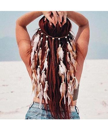 CAKURE Boho Feather Headbands Set - Handmade Indian Bridal Hair Accessories for Women and Girls - Buy Online on SooperMarket.com
