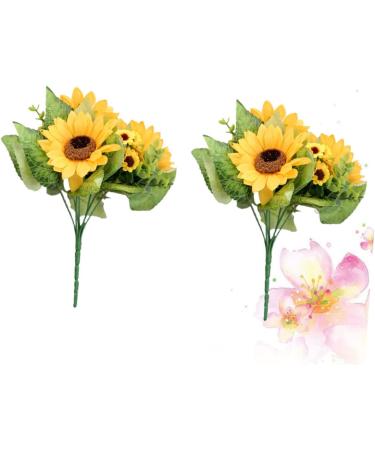 Zerodeko 2pcs 4 Artificial Sunflower Bouquet Simulation Flower Premium Material Yellow Sunflowers Decor Silk Sunflowers Artificial Flower Bouquet Fake Sunflower Props - Buy Online on SooperMarket.com