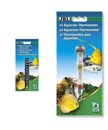 JBL digital aquarium thermometer 1 piece (1-pack) & thermometer with suction cup for aquariums base bundle with thermometer with suction cup