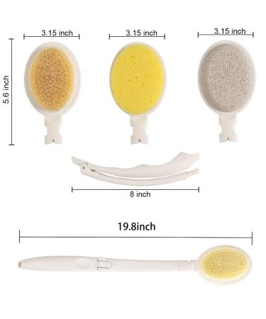 LFJ 3-in-1 Back Bath Brush Set - Long Handle Body Brush, Bath Sponge, Pumice - Gentle Exfoliation for Improved Skin Health - Men and Women - Nylon Soft Brush - Buy Online on SooperMarket.com