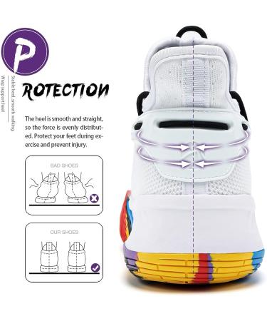 ASHION Men's Basketball Shoes - Lightweight Breathable Sneakers for Running & Walking | Anti-Slip Sports Shoes in Black/White - Size 12/11 - Buy Online on SooperMarket.com