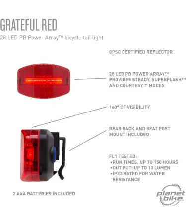 Planet Bike Grateful Red Bike Tail Light - Powerful & Durable Safety Accessory - Buy Online on SooperMarket.com