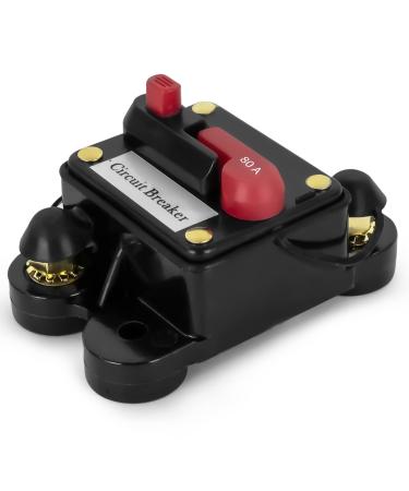 Five Oceans Anchor Windlass Circuit Breaker with Manual Reset Button, 12 Volts, Waterproof IP67, Surface Mount, Easy Installation 80 Amps
