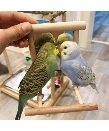HANZE Bird Mirror and Swing Set for Parrots - Wooden Toy for Macaws, Lovebirds, Cockatiels - 2 Pack - Buy Online on SooperMarket.com