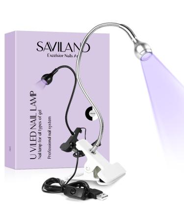 Saviland U V lamp for gelail - flexible design wiß mini LED nail lamp with fuse clip rotatable nail dryer nail art led lamp nails (3W) for hardening gel u v led lamp for gel nail white white