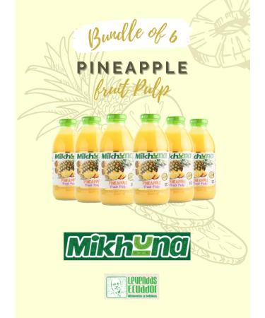Mikhuna Pineapple Fruit Pulp Pack of 6-475ml per Unit for Juice Smoothies Desserts Ice Cream Cocktails Sauces - Buy Online on SooperMarket.com