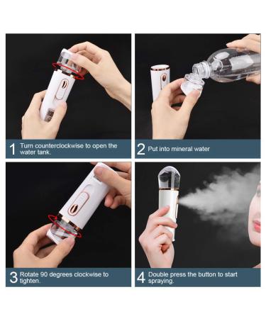 FATUXZ Handy Nano Mist Sprayer with Skin Analyzer Moisture Tester - Portable Facial Atomizer for Eyelash Extensions - Large Capacity Face Moisturizer for Hydration - Refreshing White - Buy Online on SooperMarket.com
