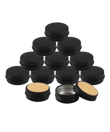 Basic packing 24 pieces 15ml matt black empty round aluminum jar with screw cap aluminum dose Aluminum screw boxes of Cerz dose of cosmetics cosmetic cans tin cans with 24 pieces 35mm sticker