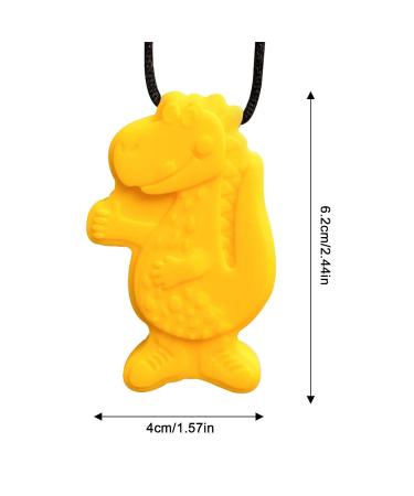 Buy Bexdug Yellow Sensory Chewing Chain - Creative Dinosaur-Shaped Silicone Fidget Toy for Kids | Portable Bite Chain for Sensory Relief - Buy Online on SooperMarket.com