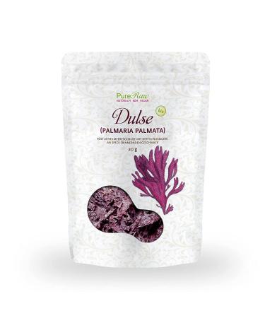 Dulse Bio Atlantic Algae Leaves (Wild Collection Roh Vegan) Atlantic Lappang Rotalgen pieces - Umami vegetables vegan bacon salt space - Organic Raw Wild Atlantic Seaweed |Pureeraw 20g dulse (leaves) standard