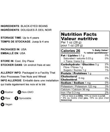 5lb Non-GMO Black-Eyed Peas | Raw Dried Whole Cow Peas | Vegan & Kosher | High Fiber for Soups, Stews, Salads & Burgers - Buy Online on SooperMarket.com