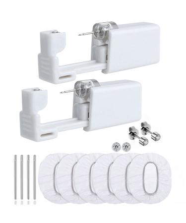 2 Pack Ear Piercing Kit, Anzero Disposable Sterile Ear Piercing Kit Painless Ear Piercing Gun Tool with 2mm Earring Studs