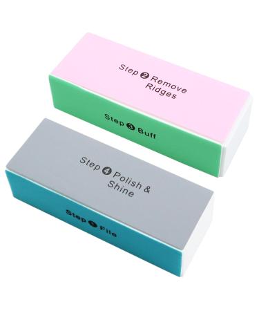 2Pcs 4-Sided Nail Buffer Professional Nail Buffer Block Manicure Sanding File for Natural Nails Acrylic Nail Polishing Nails