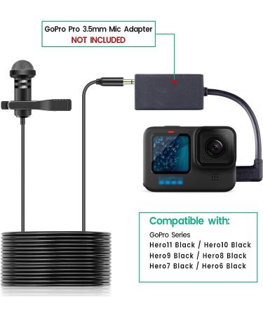 Weishan Media Mod Mic for GoPro HERO11-9 Black Action Camera | Lavalier Lapel Microphone with Clip | Compatible with GoPro Pro 3.5mm Mic Adapter | 5ft Cable for Vlogging - Buy Online on SooperMarket.com