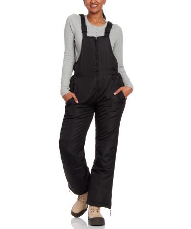 Cherokee Women's Insulated Snow Bib - Water Resistant Ski Overall Pants (S-3XL) Black 2X