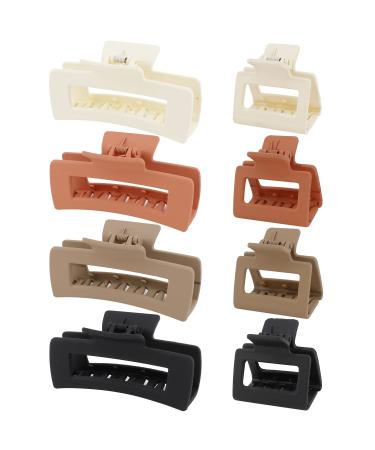 SuPoo 8 Pack Cute Hair Clips 2'' Small Claw Clips 4.3 Claw Clips for Thick Hair Large Hair Clips Neutral Hair Claws Clips Aesthetic Hair Styling Accessories for Curly Hair Gifts for Women neutral color