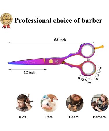 Professional Purple Dragon Hair Scissors Set - 5.5 Inch Iridescent Hairdressing Shears for Men & Women | Sharp Barber Tools for Beginners - Buy Online on SooperMarket.com