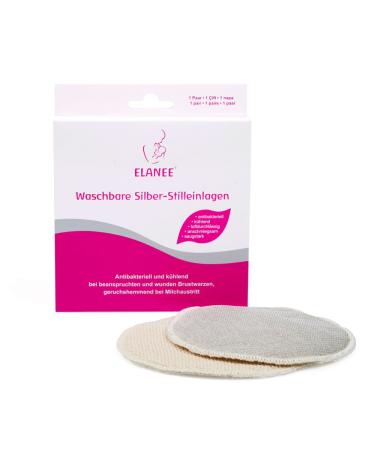 ELANEE silver nursing pads antibacterial and washable nursing pads soft and cooling 1 pair (218-00) | 2 pieces (1 pack)