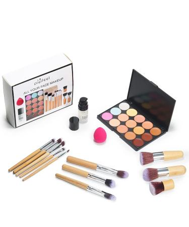 RoseFlower 15 Color Concealer Makeup Palette with 11 Makeup Brushes - Professional Salon Quality for Daily Use | 001 Set A - Buy Online on SooperMarket.com