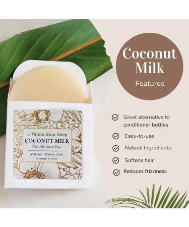 Coconut Milk Solid Bar Conditioner - Natural Sulfate Free Plastic Free Eco-Friendly Cruelty-Free & Vegan for All Hair Types - 4 oz - Buy Online on SooperMarket.com