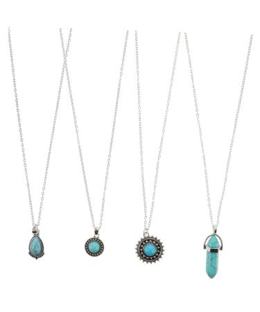 HOOTNEE 1 Set Layered Necklace Girl Accessories Turquoise Necklace for Girls Women Girl Necklace Grace Miss