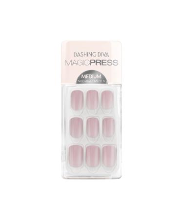 Dashing Diva Magic Press Nails - Sandy Satin | Medium  Square Press On Nails | Long Lasting Stick On Gel Nails | Lasts Up to 7 Days | Contains 30 Stick On Nails  1 Prep Pad  1 File