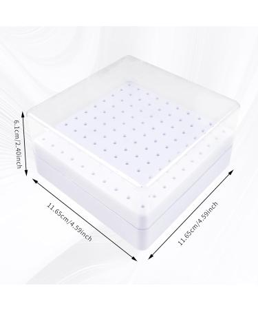 Nail Drill Bits Holder & Cleaning Brush - 100 Holes Dustproof Storage Box for Nail Art | Nail Tech Essentials (White - Buy Online on SooperMarket.com