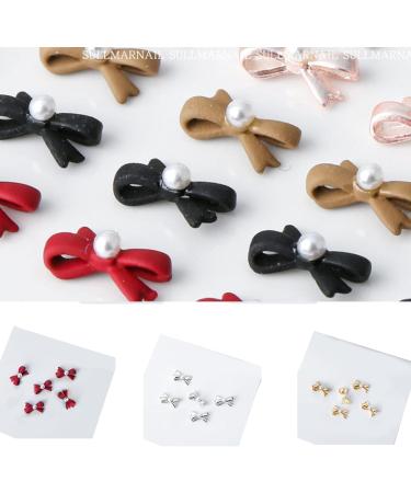 5Pcs Metal Nail Art Studs 3D Nail Art Metal Nail Art Jewelry Decorations Pearls Bows Nail Decoration Accessories Nail Rivets Gems Coffee color - Buy Online on SooperMarket.com