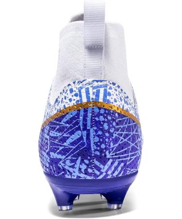 Biayvisas High Ankle TF FG Football Boots White Blue - Unisex Turf Soccer Cleats - Buy Online on SooperMarket.com