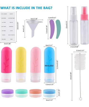 Vexillic 16-Piece Silicone Travel Bottles Set - 90ml BPA-Free Bottles for Shampoo Cream & Shower Gel - Perfect for International Travel - Buy Online on SooperMarket.com