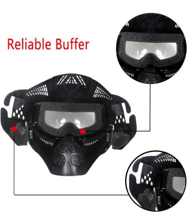 Independent Tactical Paintball Mask for Airsoft BB Hunting CS Game - Impact Resistant Full Face Gear with Goggles for Outdoor Activities - Black/Clear Lens - Buy Online on SooperMarket.com
