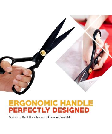 Premium 9-inch Fabric Scissors for Sewing - High Density Carbon Steel Shears with Bonus Measuring Tape for Fabric, Leather, and Metal Cutting - Buy Online on SooperMarket.com