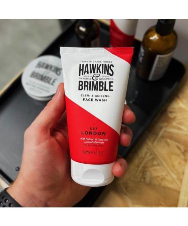 Hawkins & Brimble Men's Face Wash 150ml - Aloe Vera for Sensitive Skin | Cool Cleansing Oil Removal & Refreshing Elemi & Ginseng Fragrance - Buy Online on SooperMarket.com