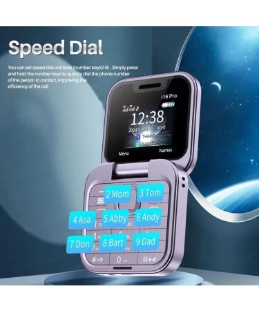JHIALG Mini Flip Mobile Phone - FM Radio Voice Blacklist Vibration 2SIM for Elderly - Compact Foldable Design in Purple - Buy Online on SooperMarket.com