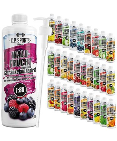 C.P.Sports beverage syrup for mineral drink i syrup sugar-free for vital drink forest fruit with vitamins i beverage concentrate for mixing with water for sports drink i 1 liter + pump donor forest fruit 1 l (1 Pack)