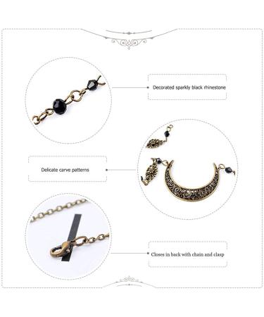 Yalice Boho Crescent Moon Head Chain | Vintage Crystal Hair Accessory for Women and Girls | Bronze-1 - Buy Online on SooperMarket.com