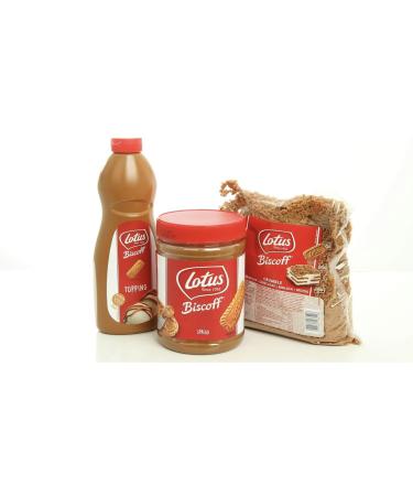 Lotus Biscoff Speculoos Gift Set (Topping Sauce Squeezy Bottle 1kg Crumbs/Crushed Biscuit 750g and Original Caramelised Spread Smooth 1.6kg) Belgian Biscuit Hamper Bundle