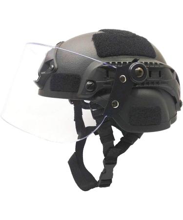 Airsoft MICH 2000 ACH Tactical Helmet with Clear Visor, NVG Mount & Side Rail - Black - Buy Online on SooperMarket.com