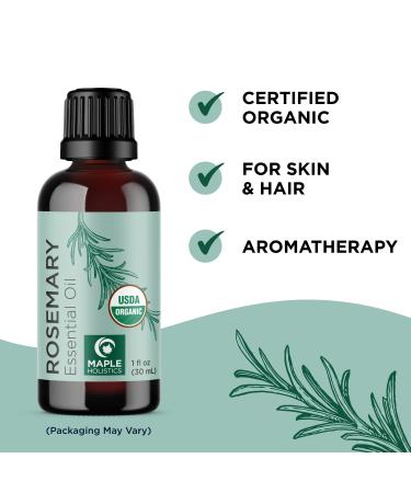 Certified Organic Rosemary & Moringa Oils - USDA Essential Oil for Hair, Skin & Nails - Aromatherapy with Cold Pressed Virgin Moringa Oil - Buy Online on SooperMarket.com