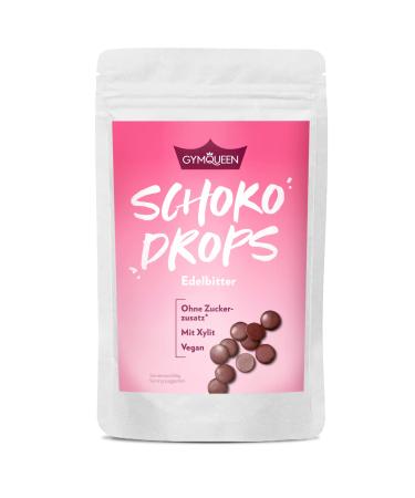 Gymqueen low carb chocolate drops Edelbitter 200g 75% cocoa content calorie reduced only 1.8g sugar per 100g for muffins cakes and desserts or as delicious chocolate topping for muesli vegan 200 g (1 Pack)